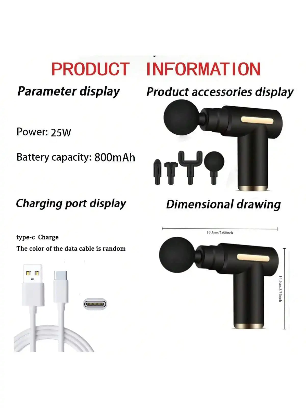 Pistola de masaje muscular portátil 2026 para masaje corporal, con pantalla táctil Led, ajuste de velocidad y 4 reemplazables, recargables