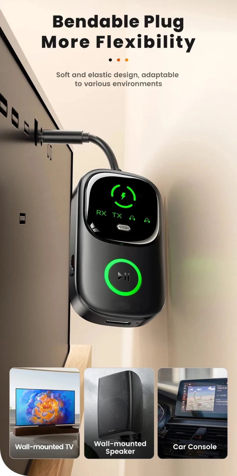 Nuevo receptor/transmisor de audio Bluetooth 5,4, adaptador Bluetooth para televisores, auriculares, coches y otros dispositivos con un conector de 3,5mm