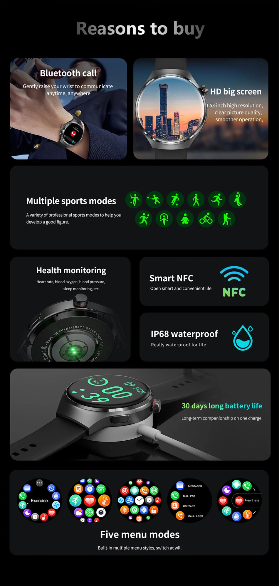 Reloj Inteligente 4 Pro GPS AMOLED Bluetooth