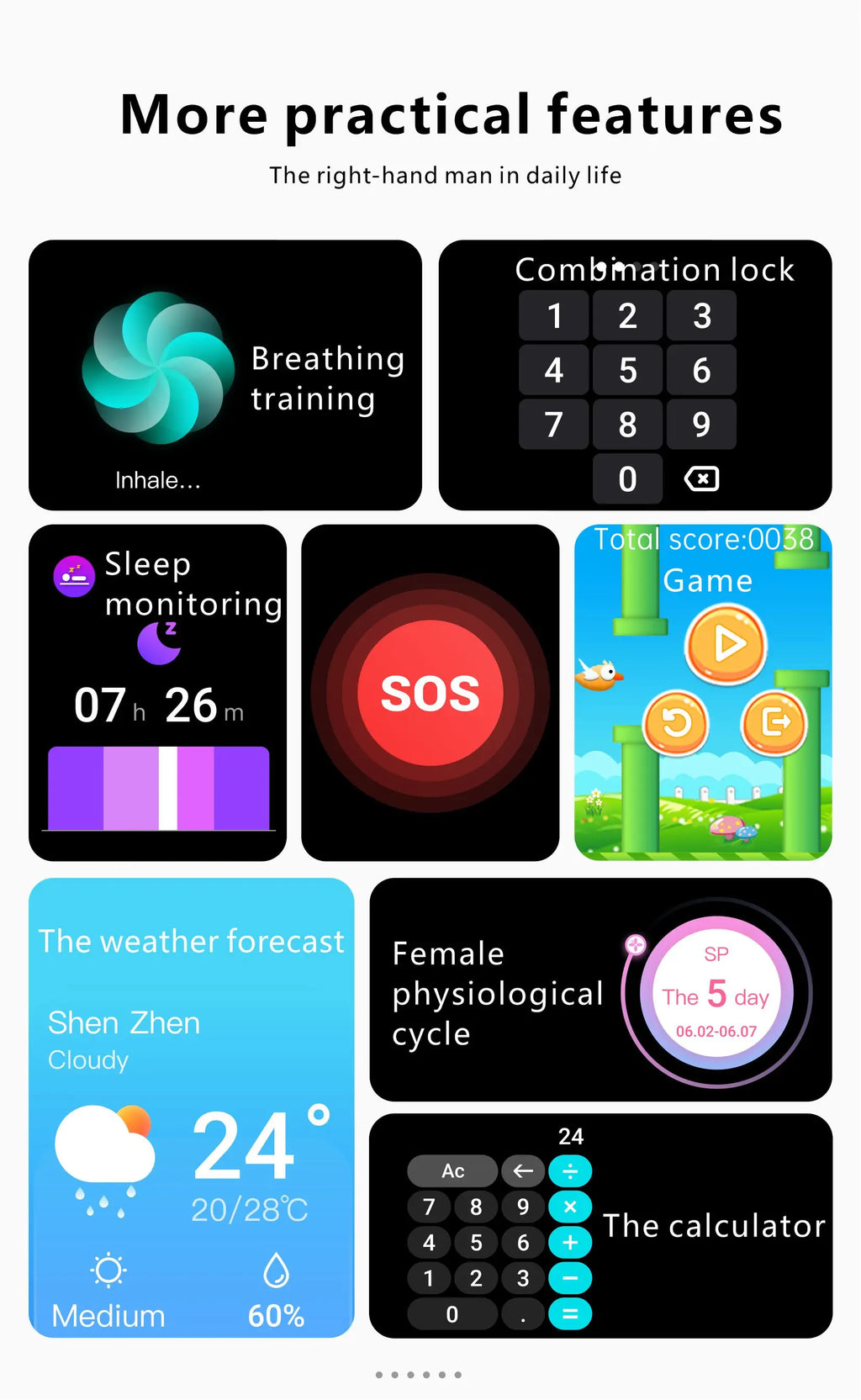 LIGE Reloj Inteligente Mujer Táctil Temperatura
