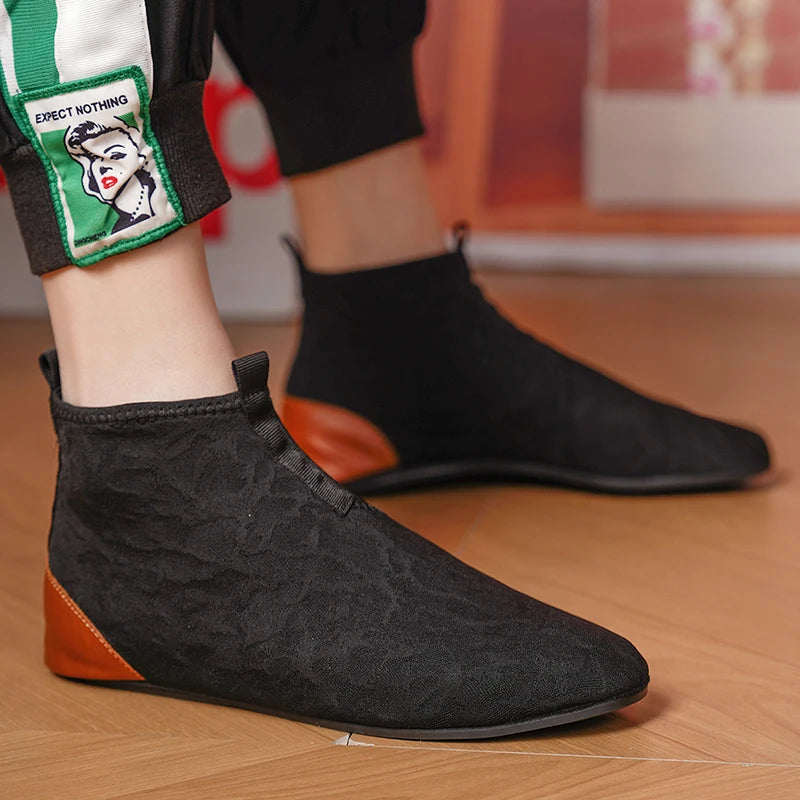 YRZL Mocasines para hombre de malla transpirable, mocasines ligeros de conducción de caña alta, zapatos casuales sin cordones para hombres, zapatos cómodos para caminar