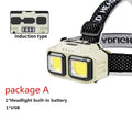 Linterna Frontal LED COB con Inducción y Recarga USB, para Camping