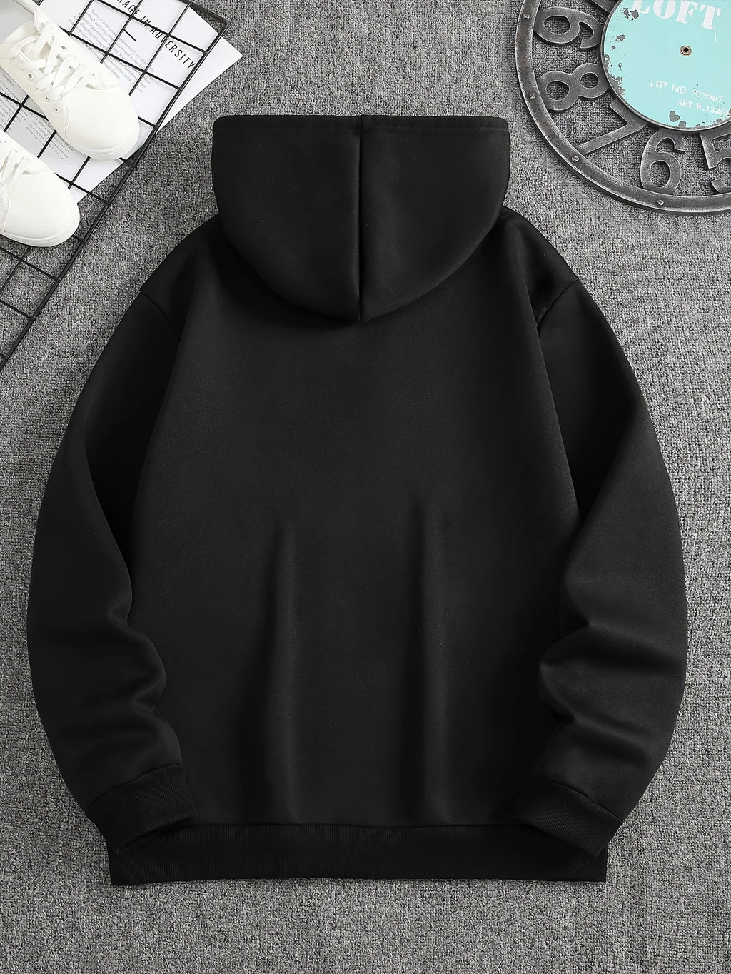 Sudadera con capucha de manga larga con estampado gráfico de montaña, informal, holgada, para hombre, de otoño e invierno, cálida.