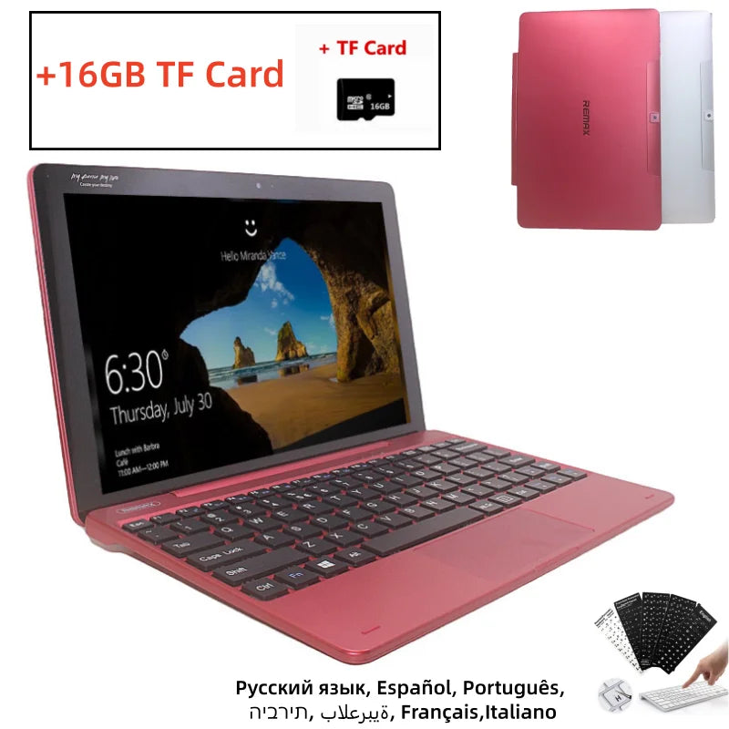 Remax 10,1 "64 bits Windows 10 tableta con teclado Intel Z8350 Quad Core 1280x800IPS 2GB RAM 32GB ROM 1 * puerto USB 3,0 HD-MI