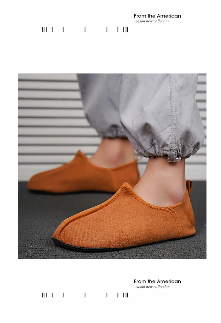 YRZL zapatos de algodón de invierno para hombre, zapatillas ligeras sin cordones cálidas, mocasines de algodón de felpa para dormitorio y hogar, zapatos cálidos de invierno Unisex