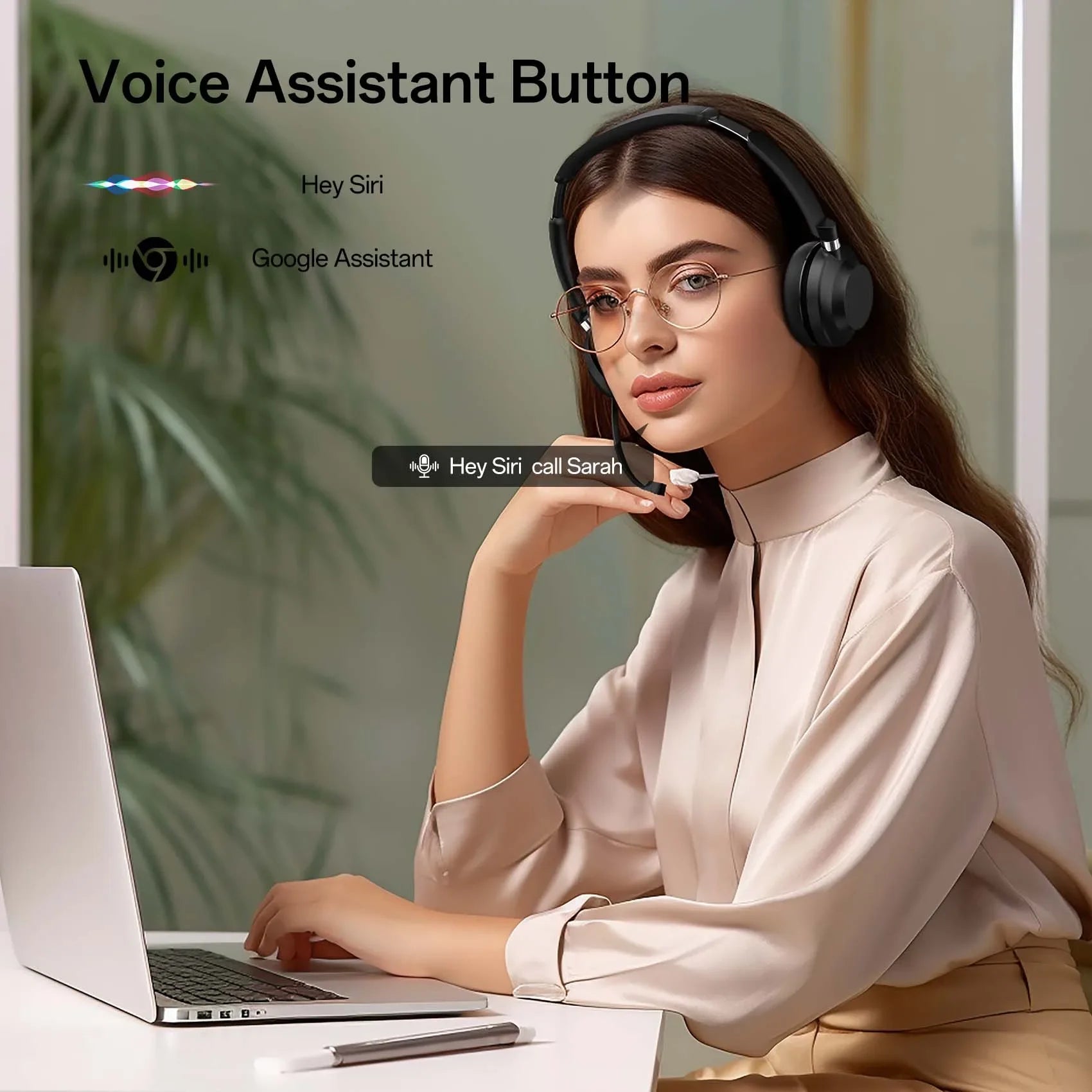 Rownfusny Auriculares Bluetooth USB para Trabajo
