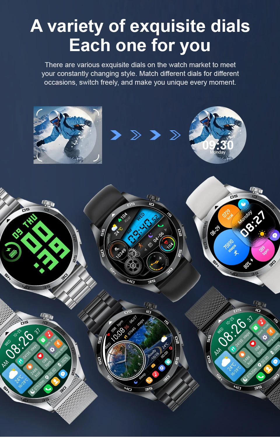 Reloj Inteligente Bluetooth ECG Salud