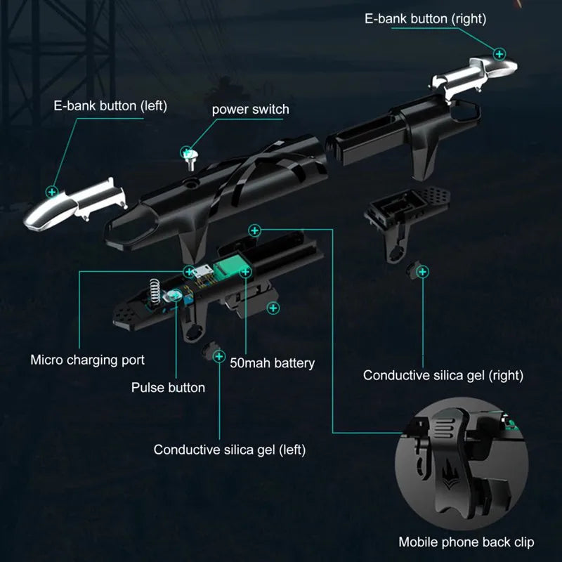 Controlador de juego móvil G5 para PUBG, gatillo de juego, tirador, puntería, botón de tecla ABS, Joystick para IPhone, Android, Smartphone