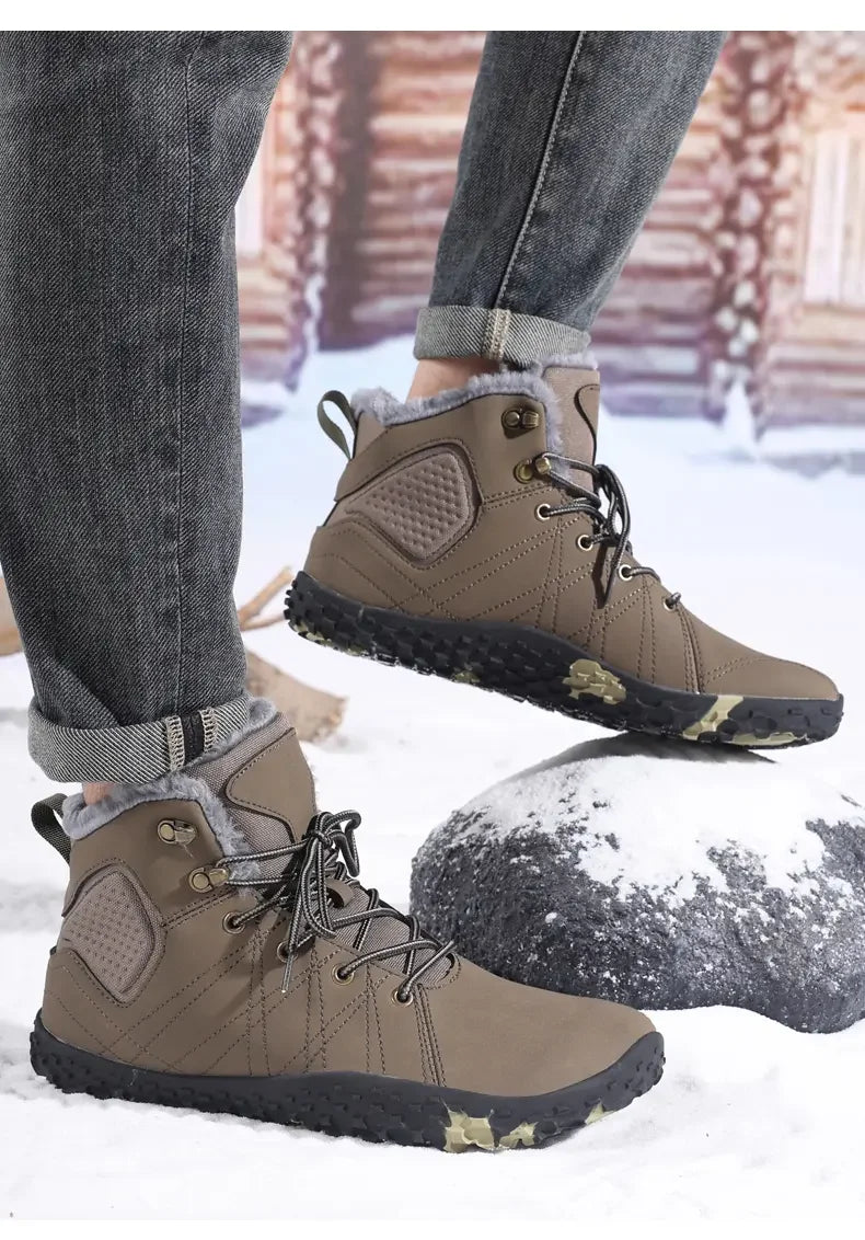 Botas de senderismo cálidas para hombre con forro polar y suela antideslizante