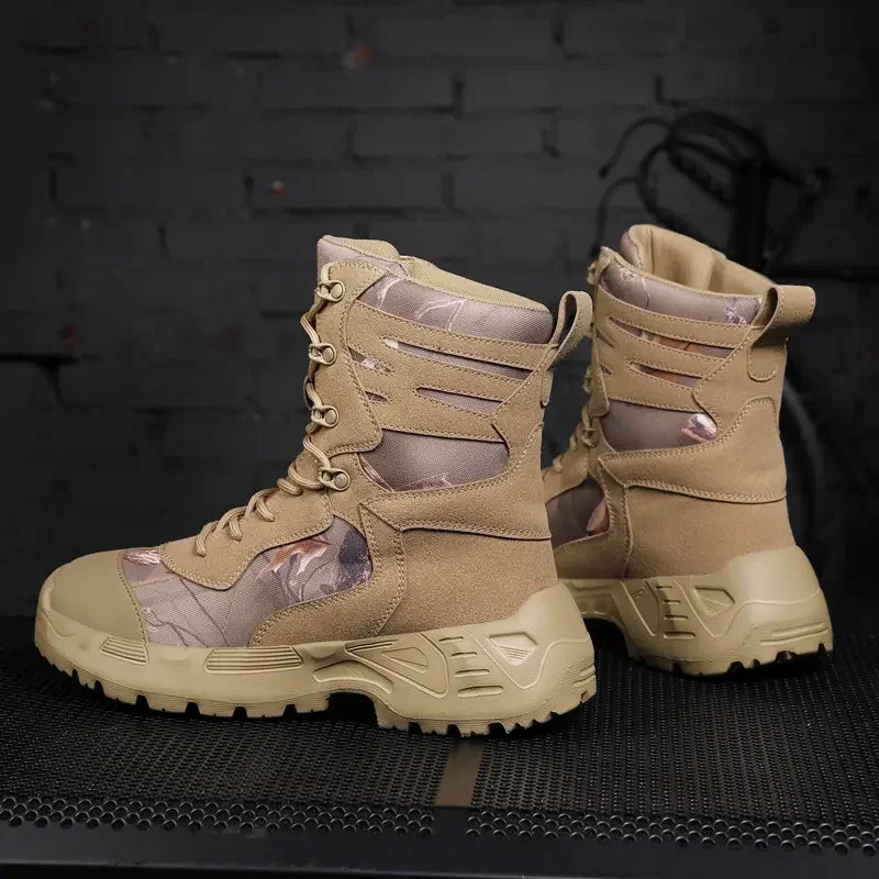 Botas tácticas de senderismo para hombre, caña alta, antideslizantes