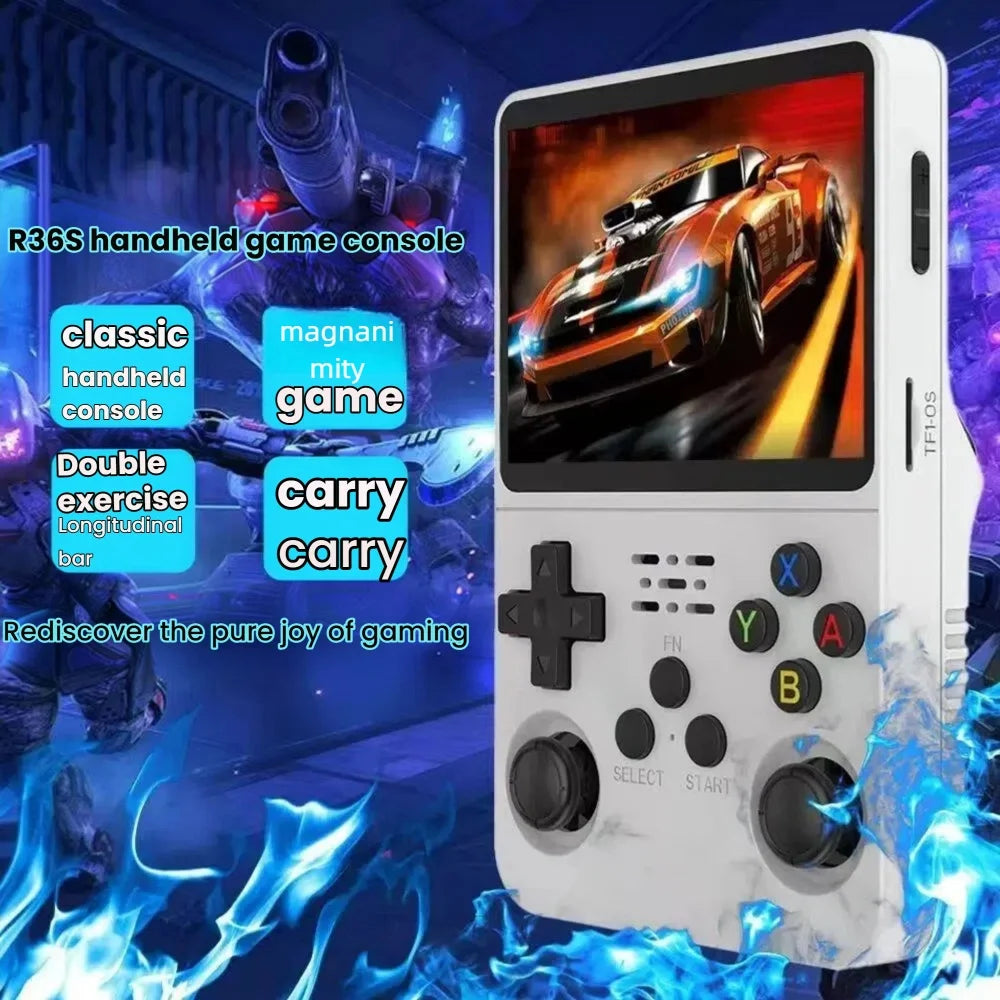 Consola de Juegos Retro R36S, Pantalla IPS de 3.5 Pulgadas, Sistema Linux, 64 GB