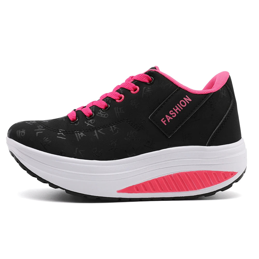 Zapatillas de Cuña para Mujer - Transpirables, Suela Gruesa y Cordones