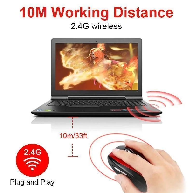 Ratón inalámbrico para juegos de 2,4 GHz con receptor USB para PC, portátil, ordenador de sobremesa