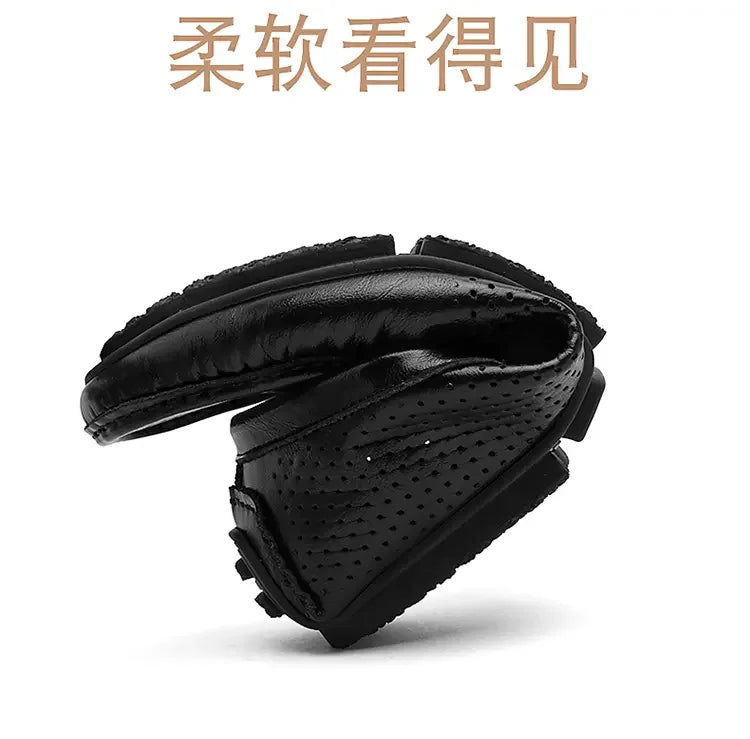 Mocasines de cuero genuino sin cordones para hombre, elaborados a mano