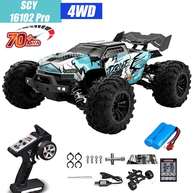 Coche RC MJX VS SCY 16101 16102 PRO 4WD 70Km/h 1/16 de Alta Velocidad, Monster Truck Todoterreno con Control Remoto, Vehículo Eléctrico