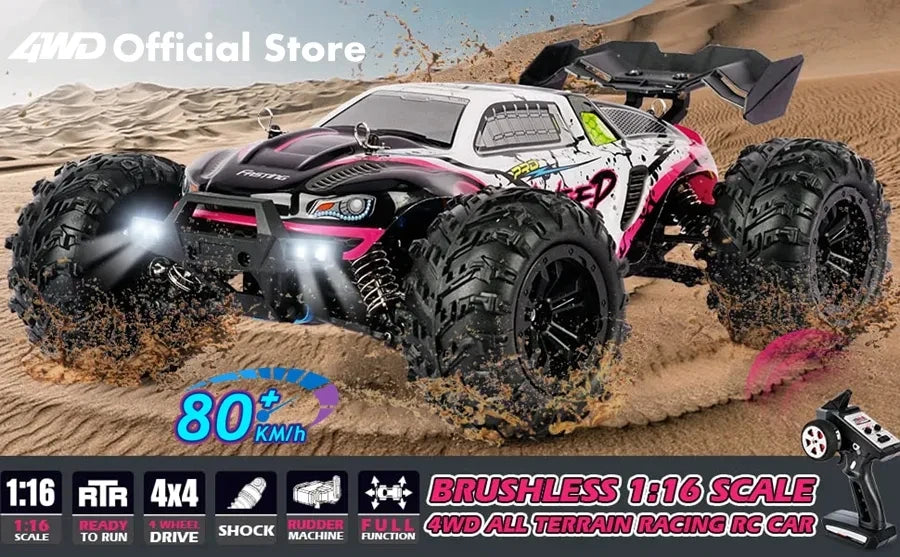 Coche Todoterreno RC 4WD sin Escobillas, Alta Velocidad 50-80 KM/H