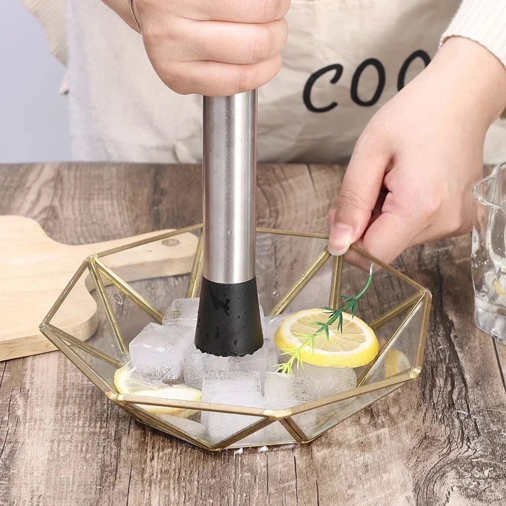 Muddler de Acero Inoxidable de 21/30CM, Herramienta de Barman, Triturador de Limones y Hielo para Mojitos, Bebidas de Frutas, Uso en el Hogar, Cocina y Bar