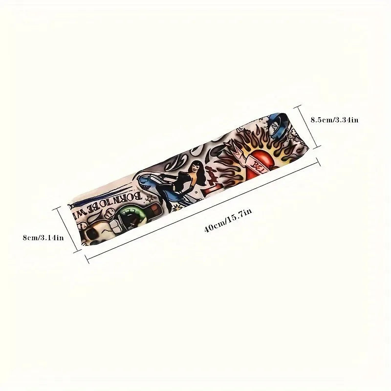 6 Mangas Protectoras para Tatuajes Unisex, Protección Solar UV, Mangas con Estampado de Tatuajes para Ciclismo al Aire Libre