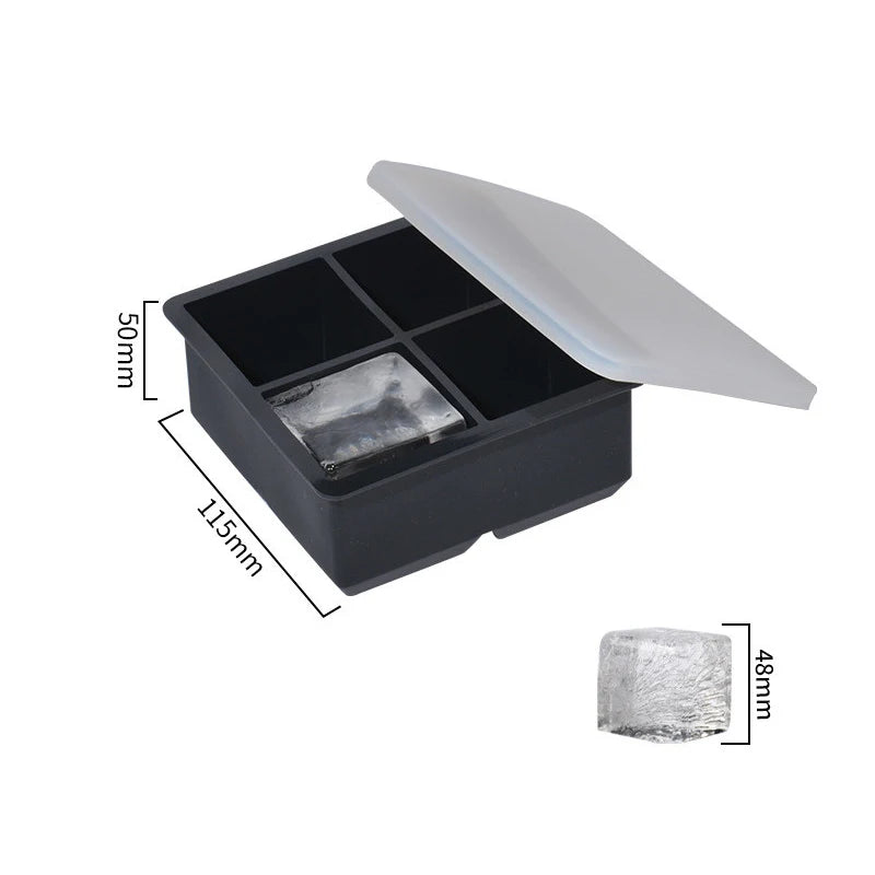 LMETJMA Bandejas grandes para cubitos de hielo con tapas, moldes cuadrados de silicona para cubitos de hielo, moldes para cubitos de hielo sin BPA para cócteles de whisky JT09