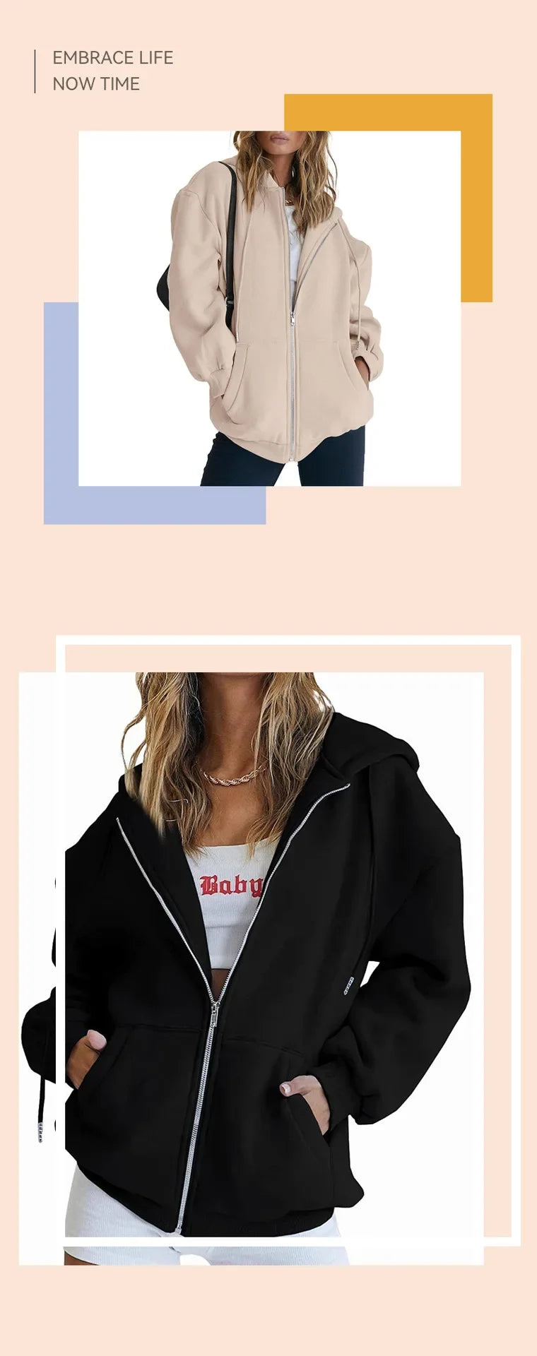 Sudadera gris con cremallera para mujer, chaqueta de otoño e invierno, ropa con capucha, sudaderas con bolsillos diarios, sudaderas con capucha lisas y versátiles de manga larga para mujer