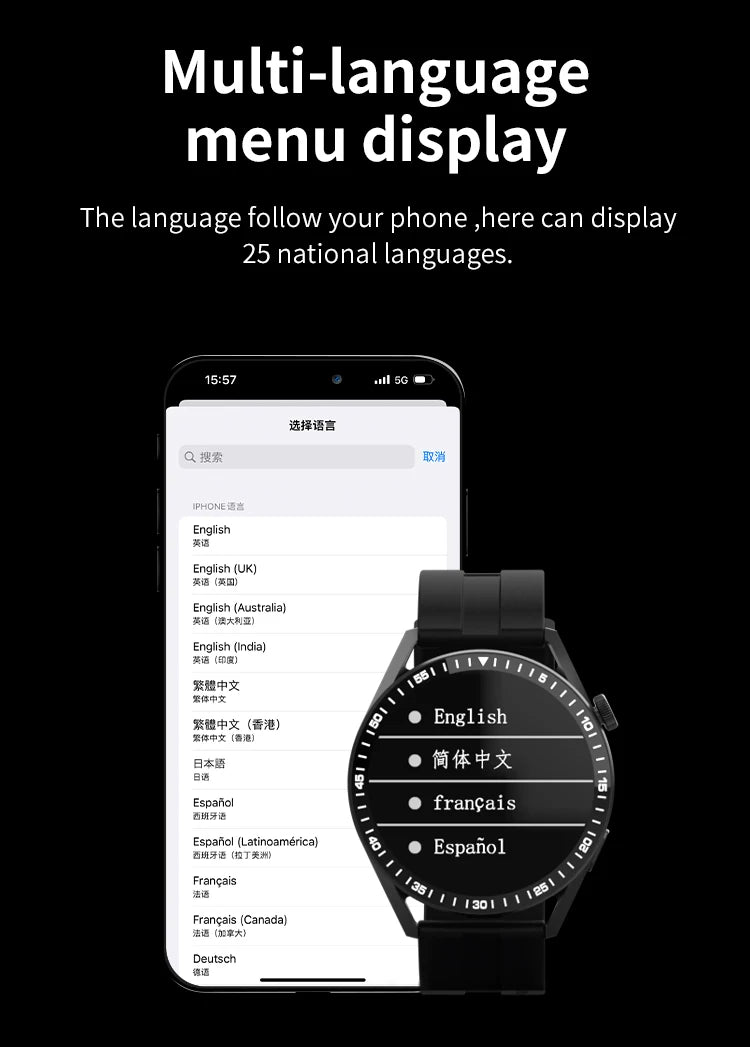 Nuevo reloj inteligente para hombres y mujeres, reloj inteligente deportivo resistente al agua con llamadas telefónicas Amoled de 1,61 pulgadas, rastreador GPS de ritmo cardíaco para IOS y Android