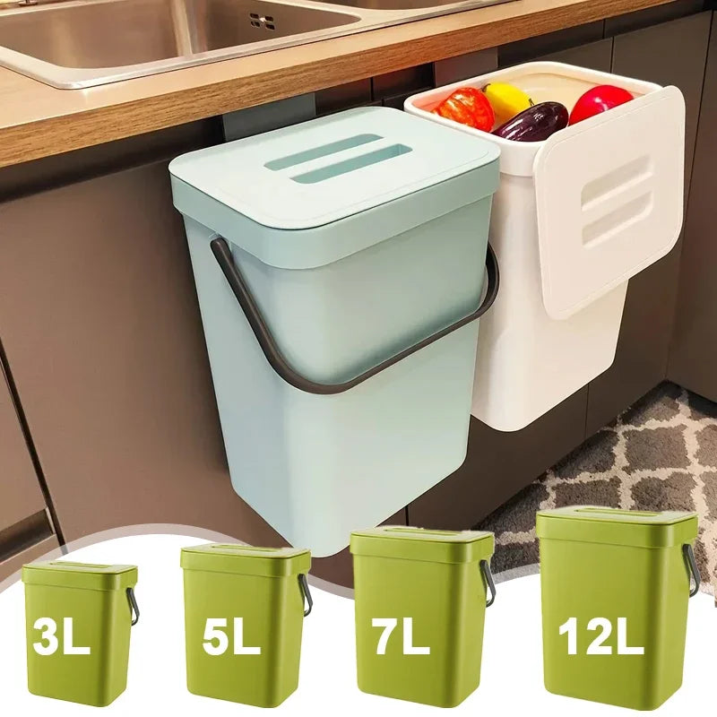 Cubo de basura colgante con tapa silenciosa de 3L a 12L para cocina y baño