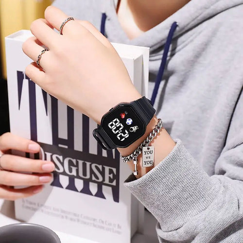 2 unids/set niños reloj estudiantes deportes LED relojes digitales Spaceman correa de silicona reloj de pulsera electrónico para niños niñas