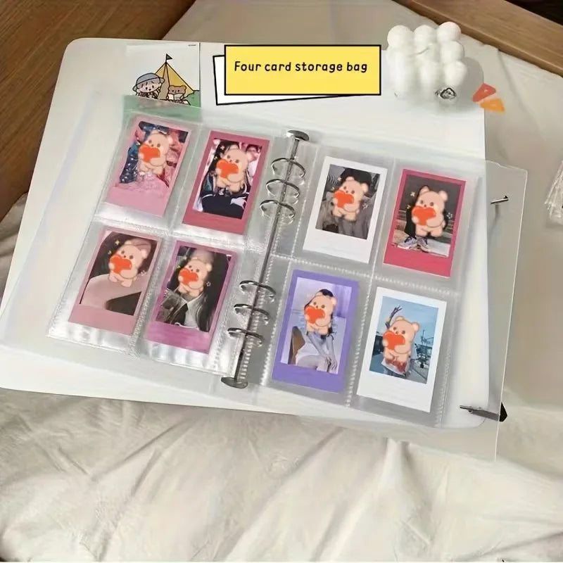 10 Hojas A5 Transparentes de PP con 6 Agujeros para Archivador, Bolsas de Almacenamiento de Fotos, Tarjetas y Datos, Páginas Interiores para Libros