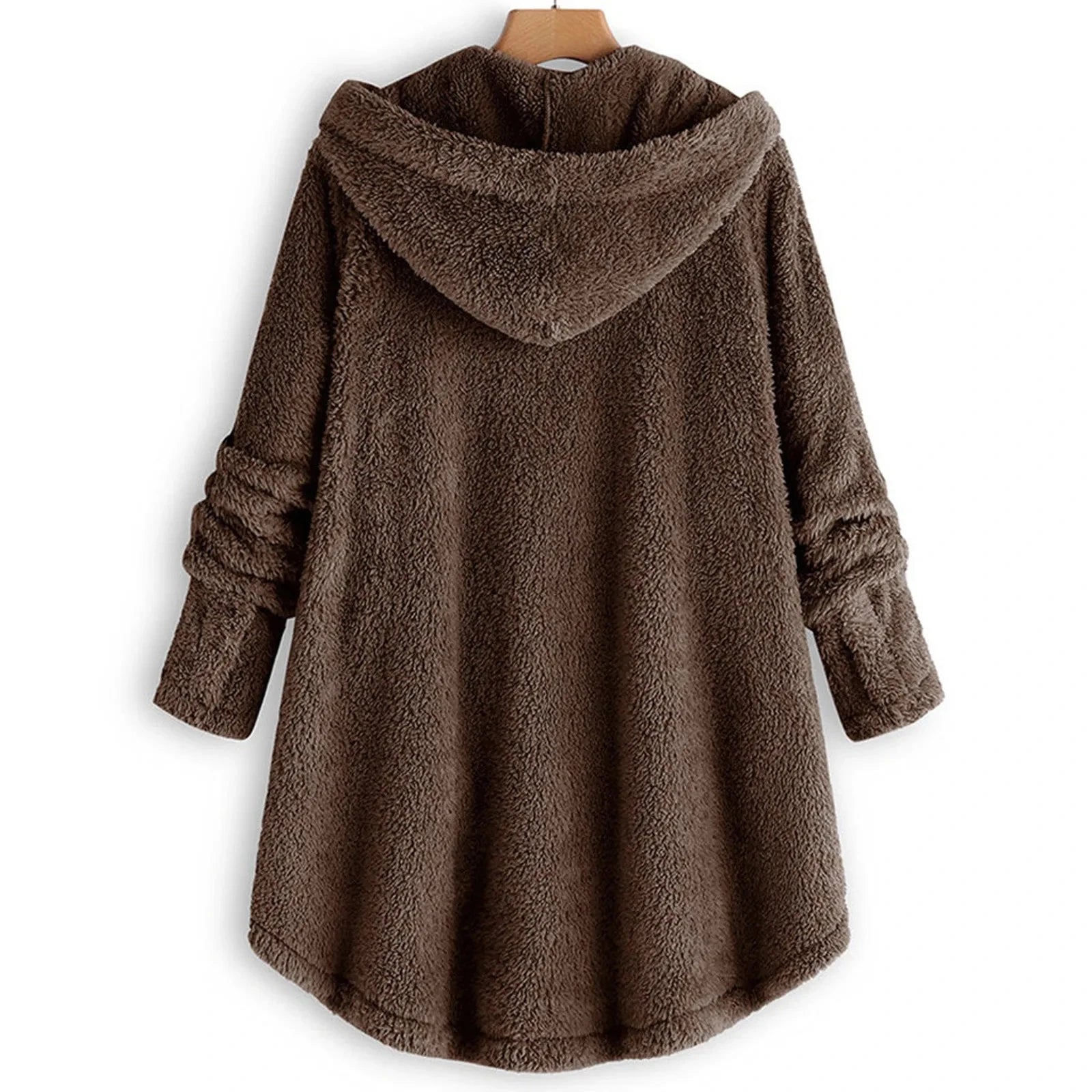 Otoño Invierno mujer abrigo cálido oso de peluche abrigo chaqueta de lana mujer abrigo de felpa chaqueta con capucha abrigos de mujer chaqueta de Color sólido