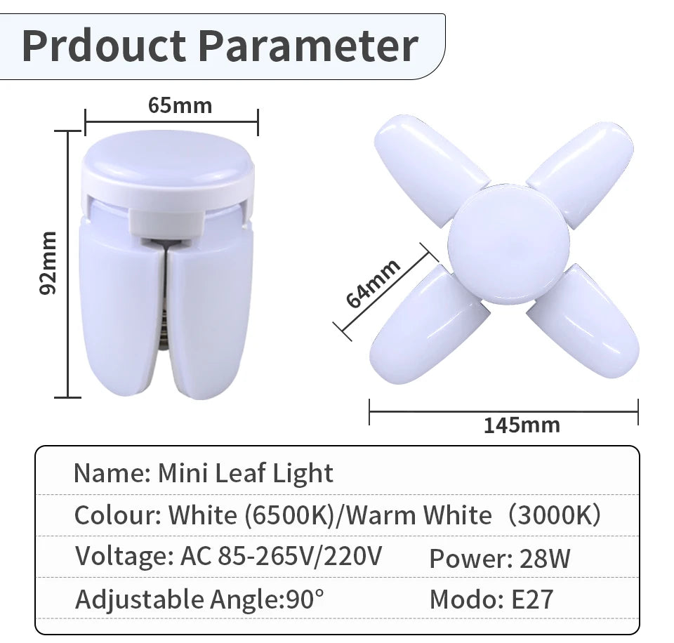 Bombilla LED Plegable E27 para el Hogar y Garaje