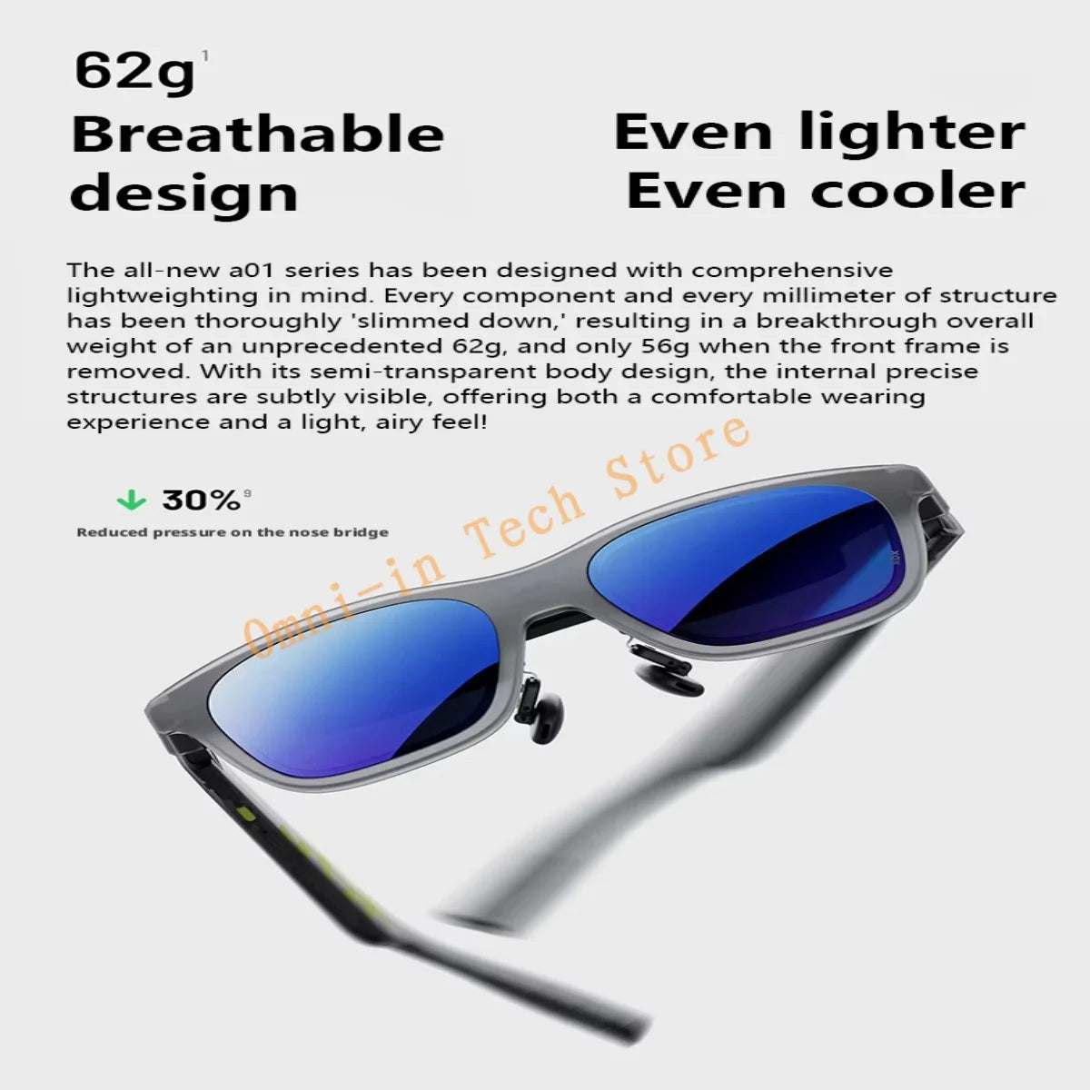 Gafas AR XREAL xbx a01, ultraligeras de 62g, compatibles con HDR10, 1600 nits, 50 grados de campo de visión, para ver películas y jugar.