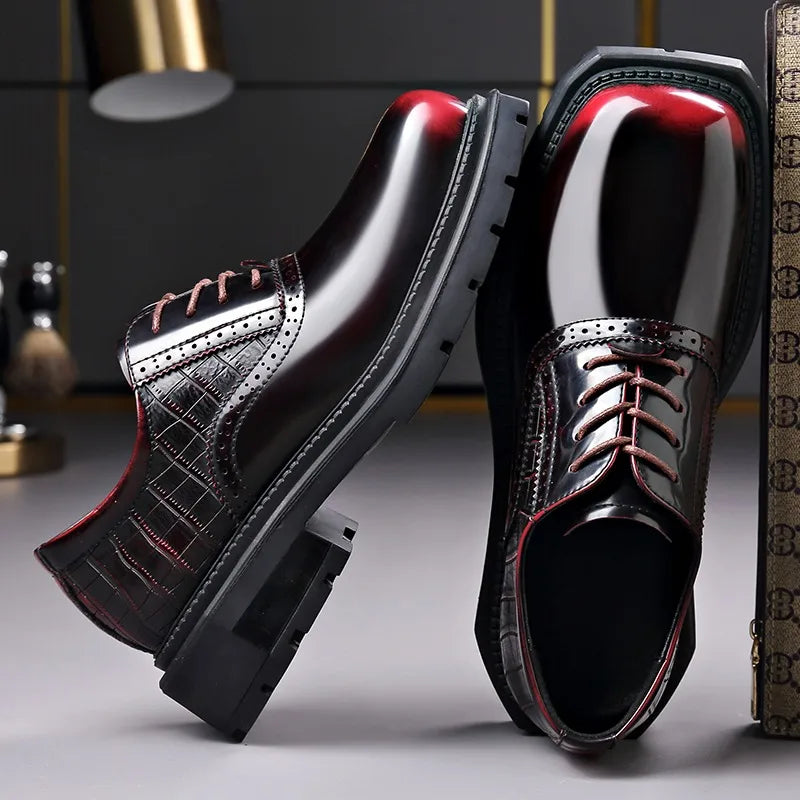 Zapatos Oxford de cuero para hombre con diseño degradado y suela de goma resistente
