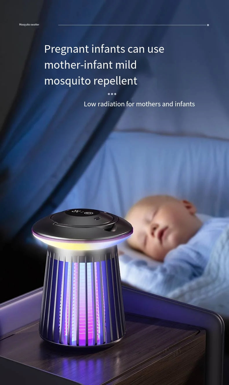 Lámpara antimosquitos con luz nocturna, matamoscas eléctrico recargable por USB para exteriores, patio trasero, terraza, Camping