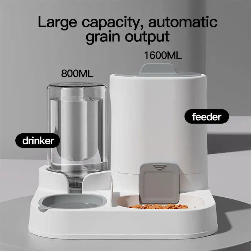 Dispensador y comedero automático de agua para gatos con relleno por gravedad, diseño de una sola pieza de gran capacidad a prueba de derrames, 1 paquete