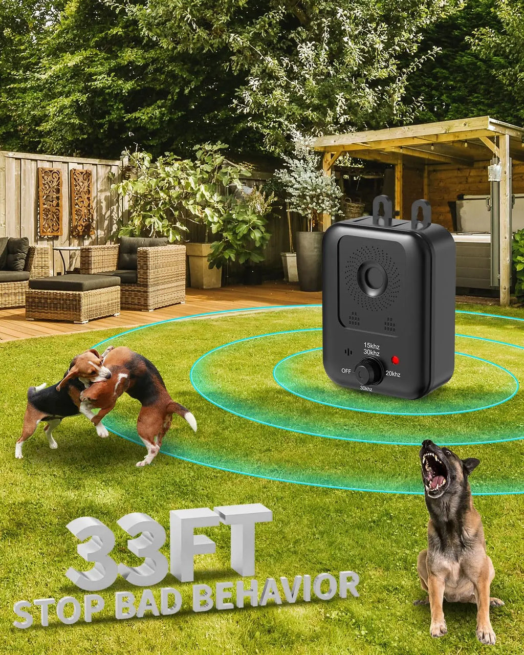 Dispositivo antiladridos automático para el control de ladridos de perros, dispositivo disuasorio ultrasónico recargable para ladridos de perros, exterior e interior