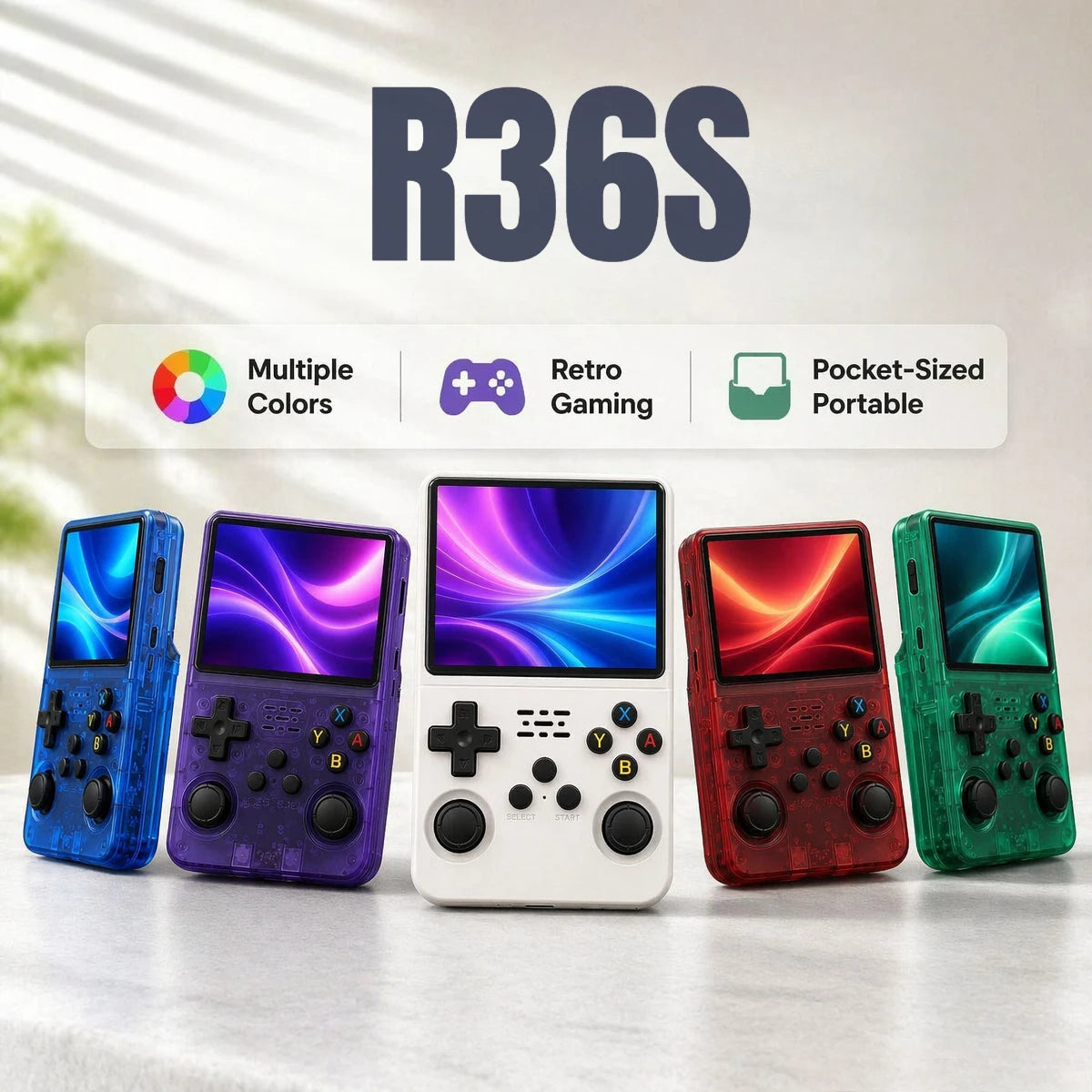 Consola de Juegos Portátil R36S, Pantalla IPS de 3.5 Pulgadas, 64G, Consola de Juegos Retro Clásica, Reproductor de Videojuegos de Bolsillo