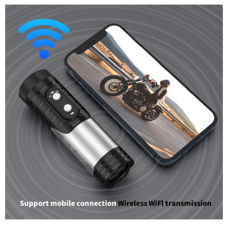 Cámara de acción FHD 1080P WiFi para bicicleta y casco, impermeable IP66
