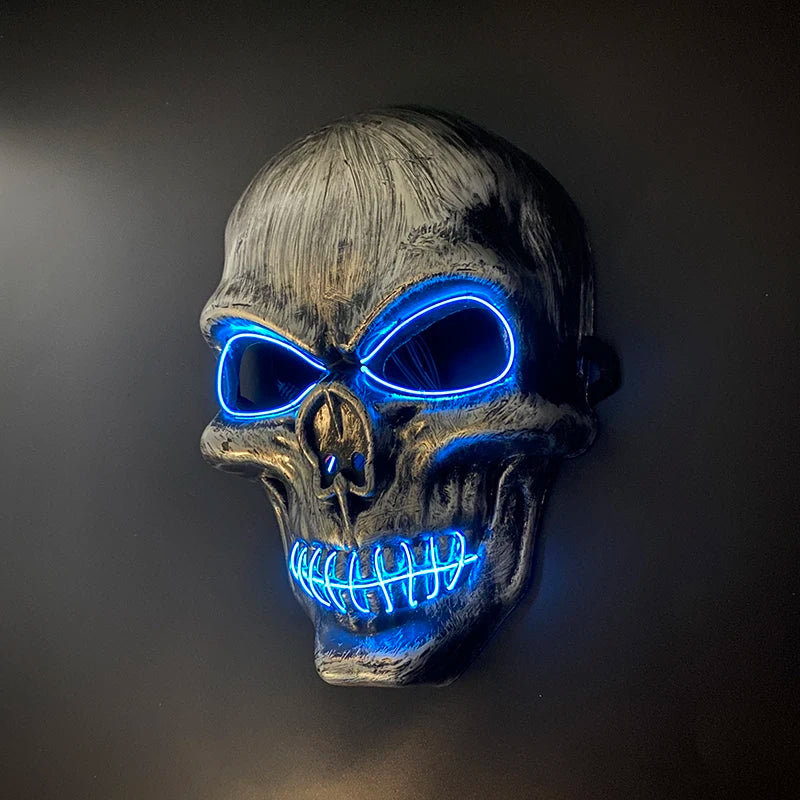 Máscara de calavera malvada, mascarada de Carnaval de Halloween, Casa Encantada, decoración aterradora, esqueleto de Cosplay, Fiesta Temática aterradora, máscara iluminada
