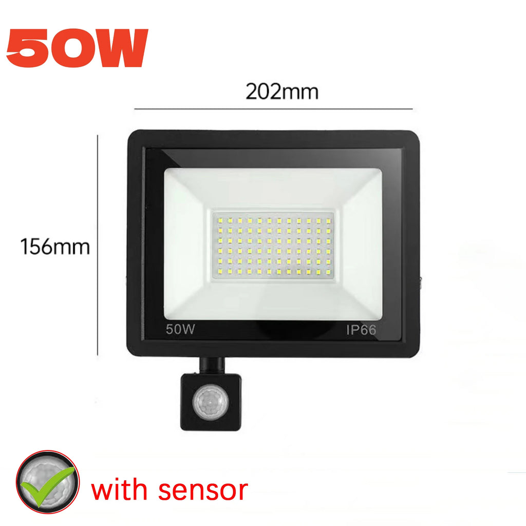 Reflector LED con Sensor de Movimiento IP66 para Exteriores 10W-50W