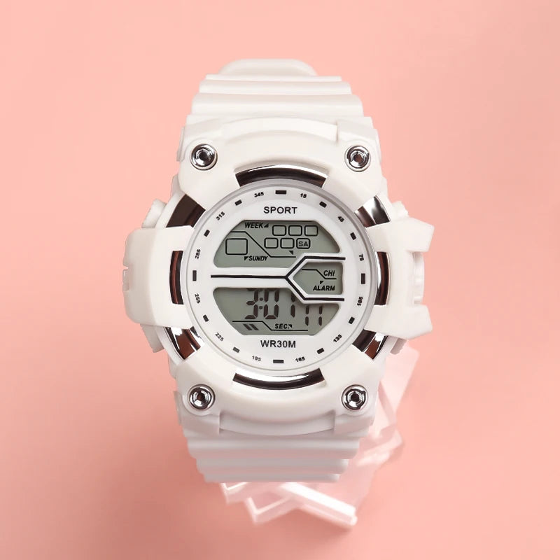 Relojes de moda para niños, reloj de pulsera electrónico multifuncional para niños y niñas, calendario con alarma luminosa resistente al agua para estudiantes