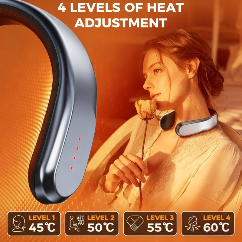 Calentador de cuello de tela de felpa recargable, 4 ajustes de calor ajustables, masajeador de cuello, calor instantáneo para uso en interiores/exteriores