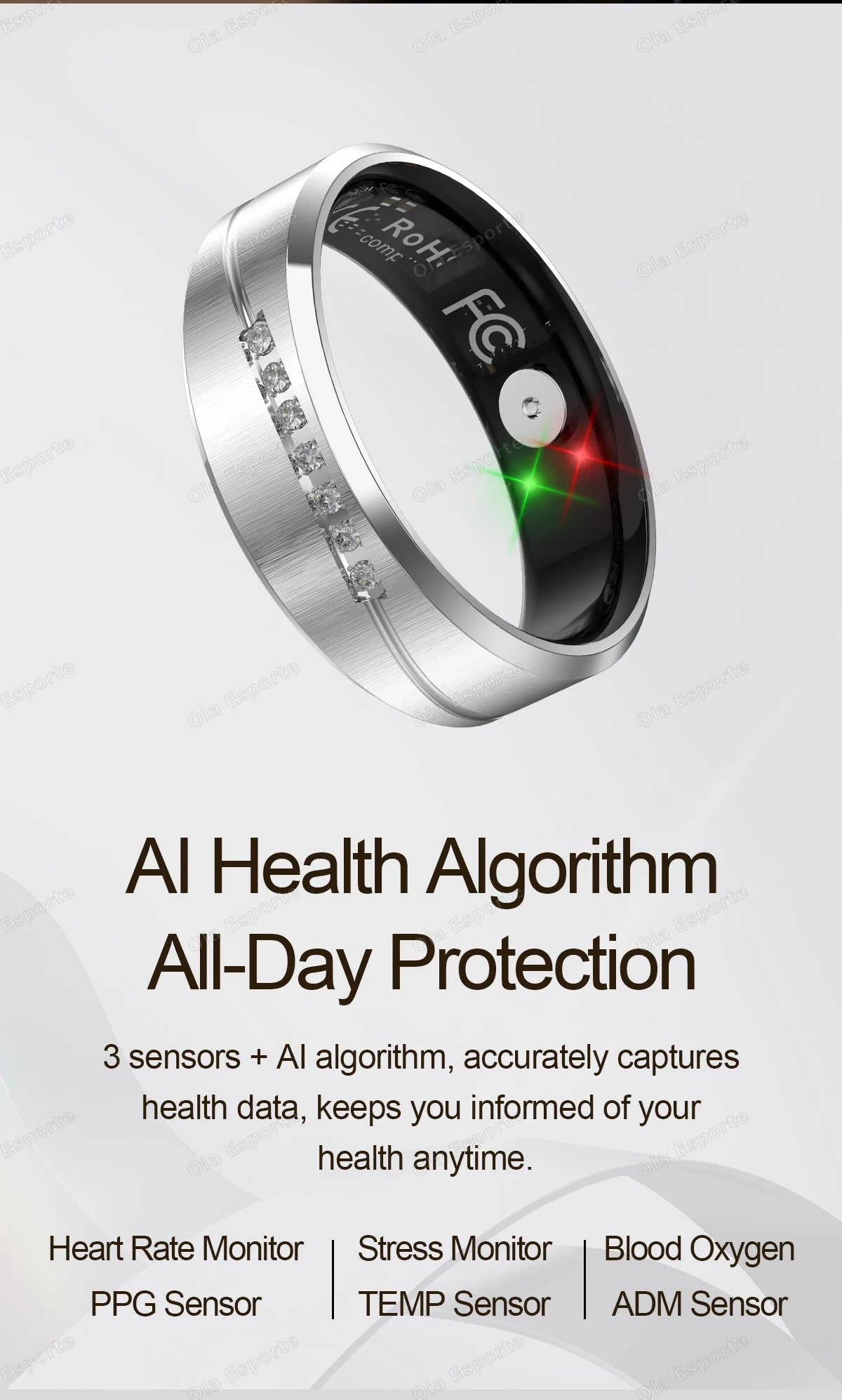 Anillo Inteligente Monitor Cardíaco y Oxígeno IP68