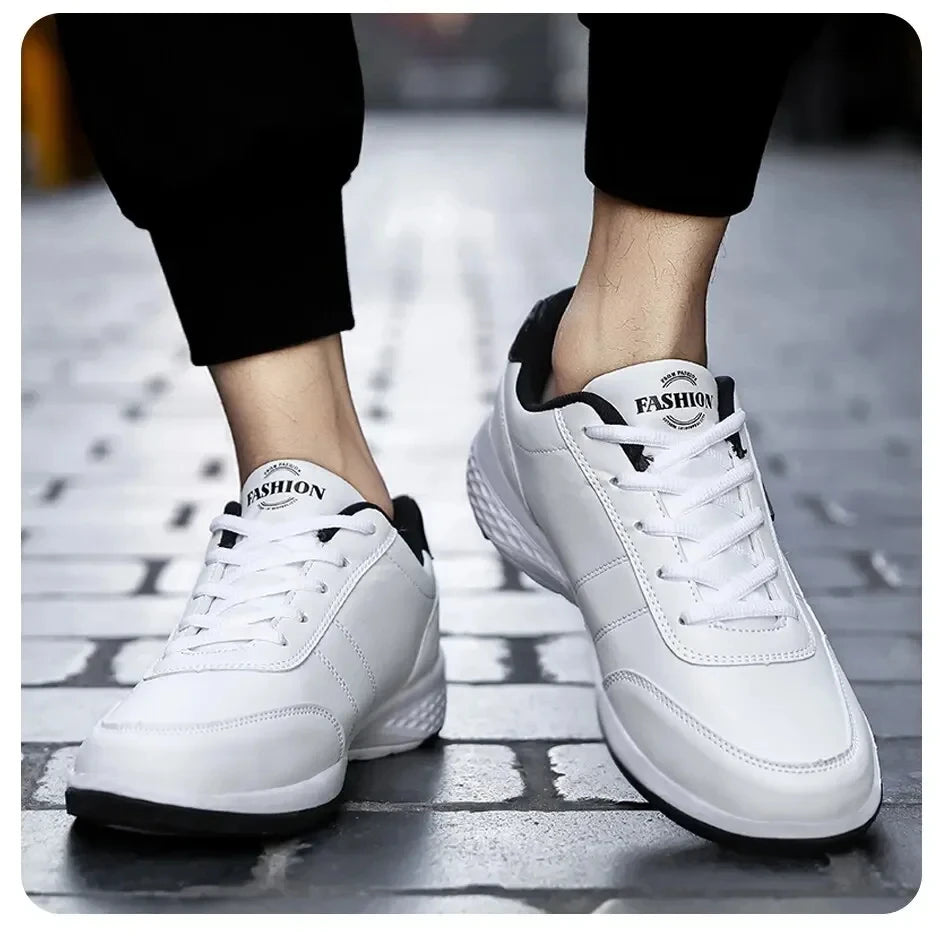Zapatillas de deporte para hombre, zapatos deportivos informales, zapatos de cuero para caminar al aire libre para hombre, fondo suave para las cuatro estaciones