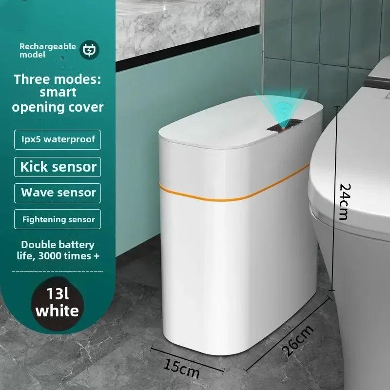 Bote de basura de inducción inteligente, sala de estar automática para el hogar, baño, nueva versión eléctrica, funda para cinturón de costura