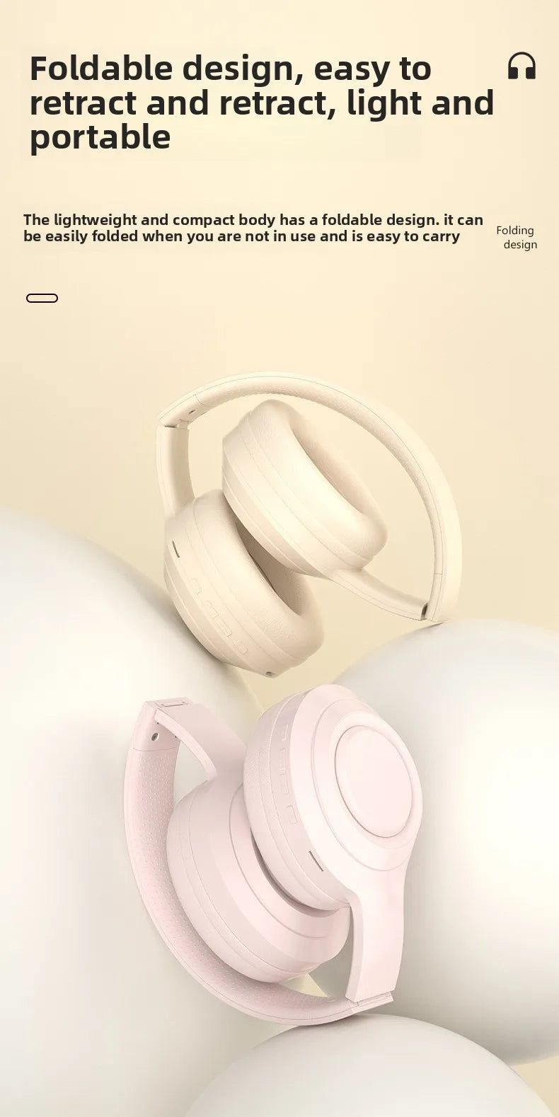 Auriculares Estéreo HIFI Inalámbricos Bluetooth, Auriculares Deportivos para Juegos con Micrófono HD, Compatibles con TF/AUX, Reducción de Ruido