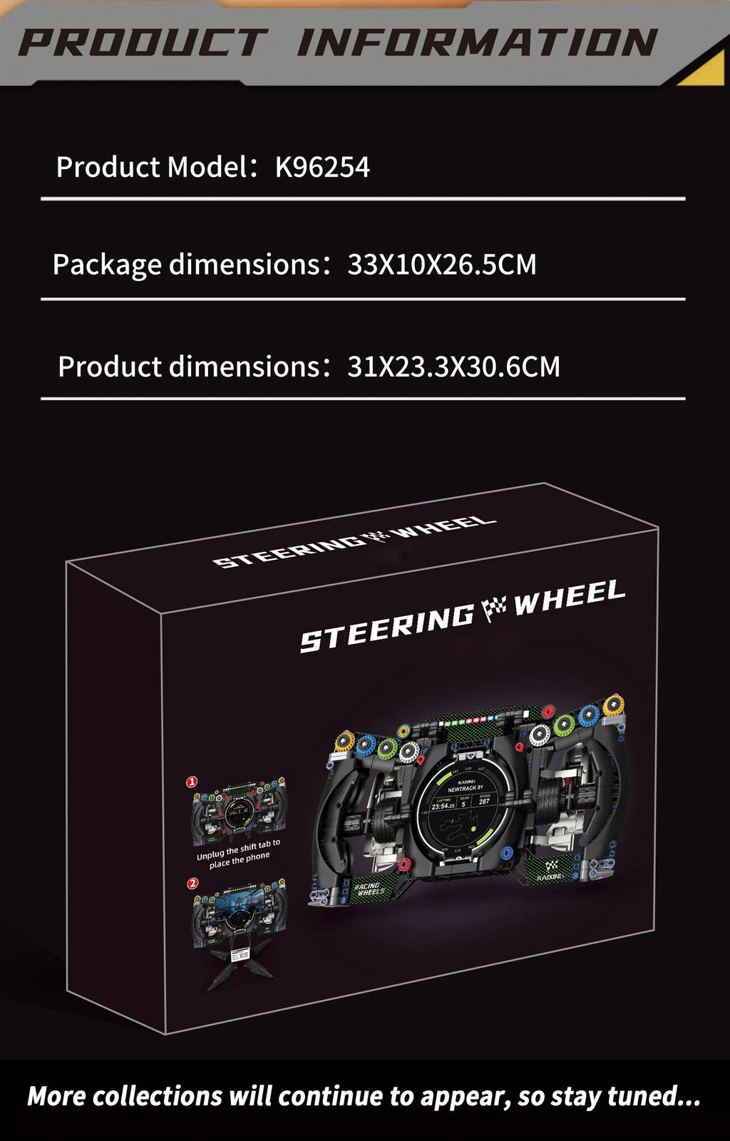 Bloques de Construcción de Volante de Carreras K96253, Modelo MOC DIY, Soporte para Teléfono, Decoración de Escritorio, Regalo Coleccionable para Adultos, Cumpleaños, Festividades