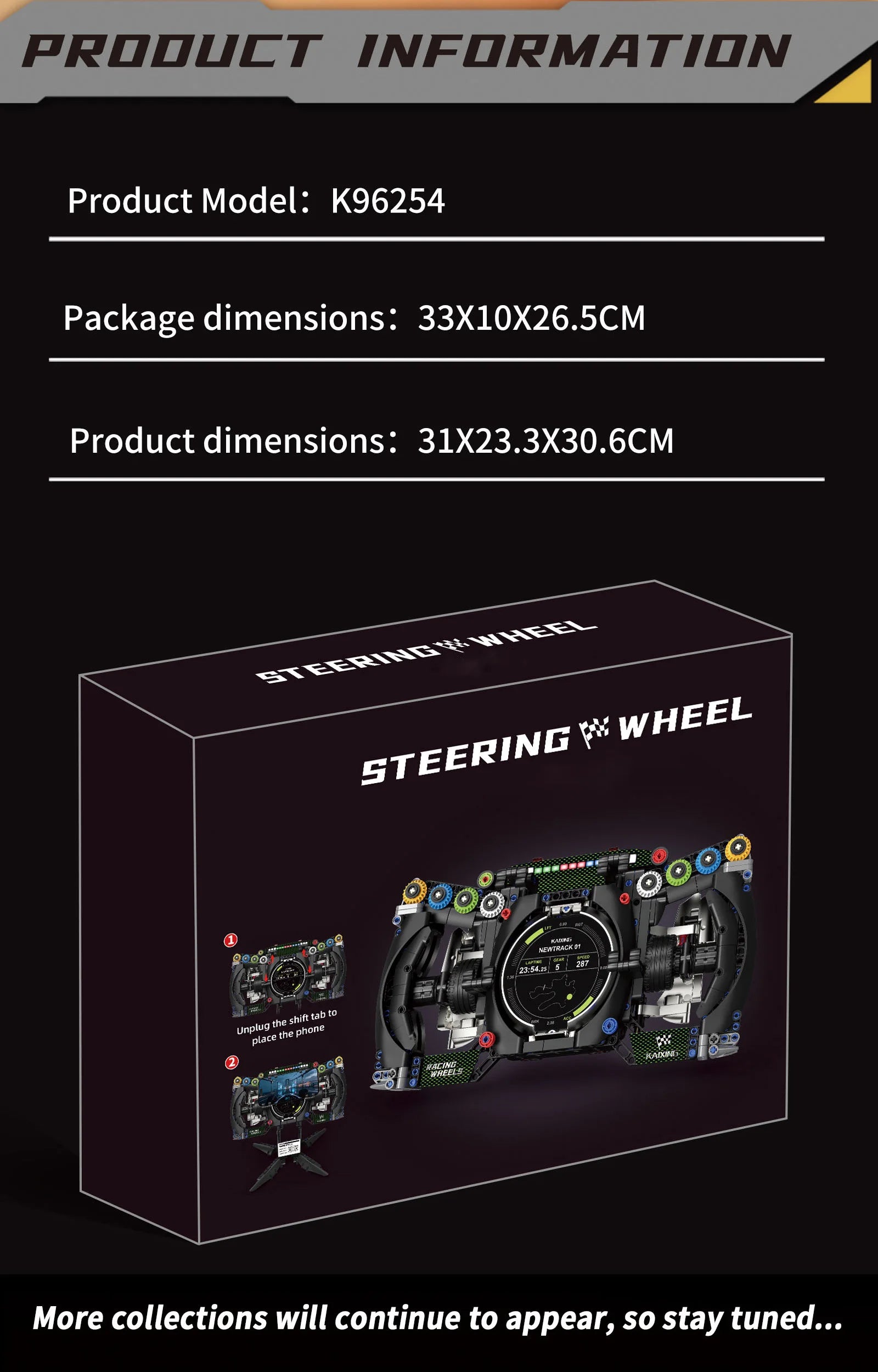 Bloques de Construcción de Volante de Carreras K96253, Modelo MOC DIY, Soporte para Teléfono, Decoración de Escritorio, Regalo Coleccionable para Adultos, Cumpleaños, Festividades