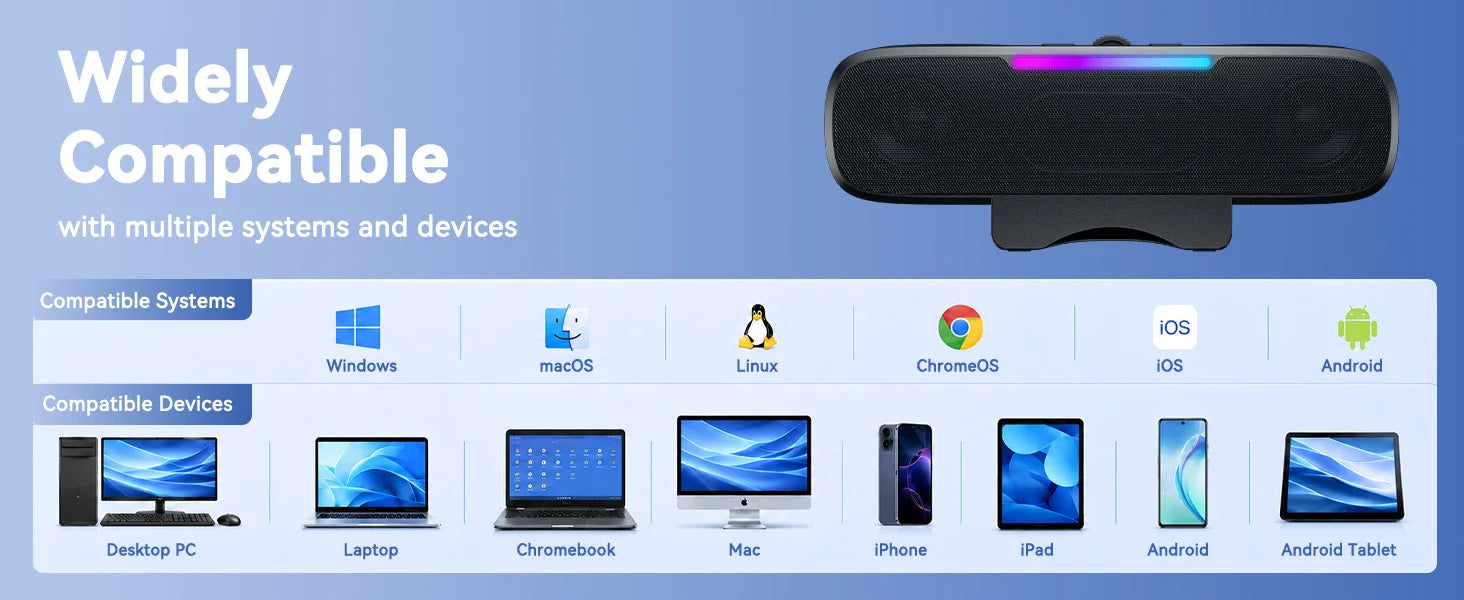 Barra de Sonido USB y Bluetooth para PC