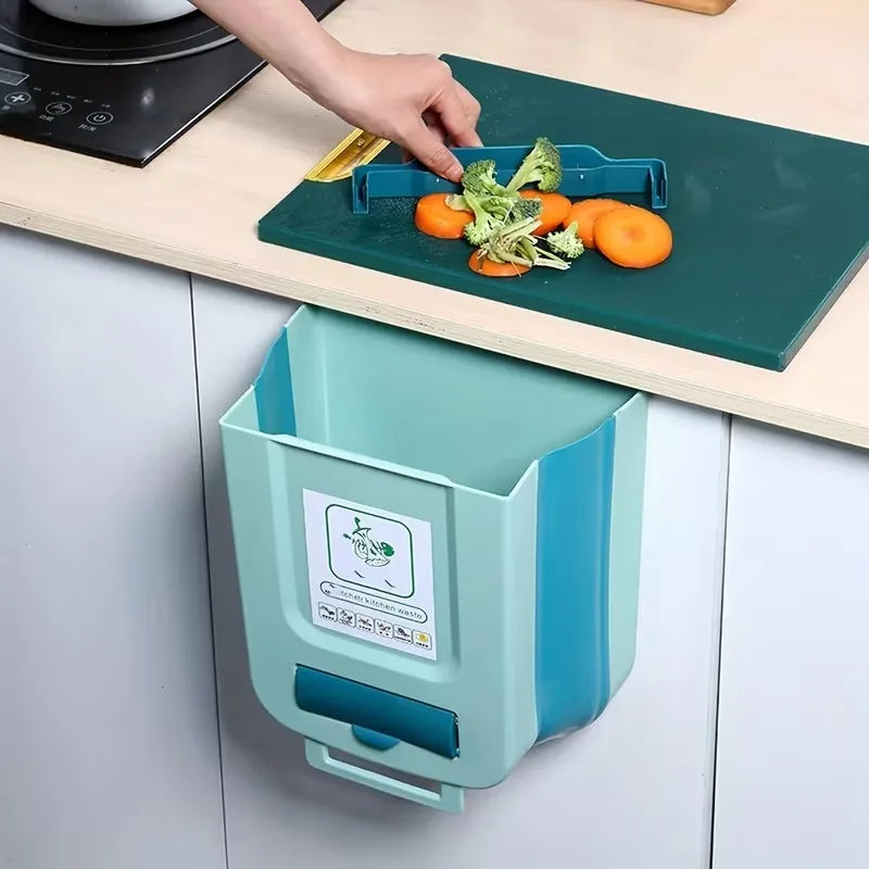 Cubo de basura plegable de cocina de 7L/10L, cubo de basura montado en la pared, cubo de basura montado en puerta de armario de cocina, cubo de basura plegable para vehículos