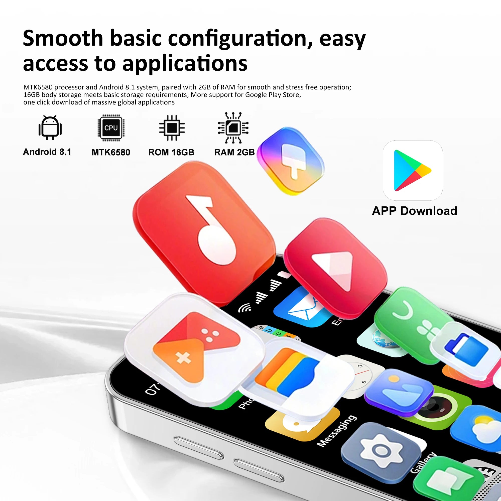 SERVO 18SE Mini Smartphone, pantalla HD de 3,0 pulgadas, 3G WCDMA, 2GB + 16GB, GPS Android, teléfono móvil pequeño, modo de reposo Dual SIM, Play Store
